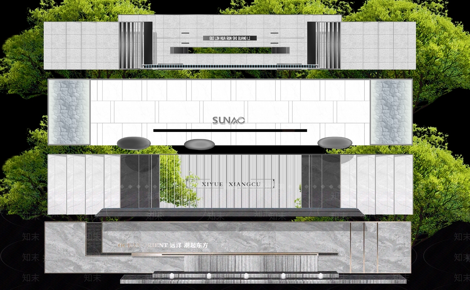 现代景墙SU模型精品下载_SketchUp模型_知末网