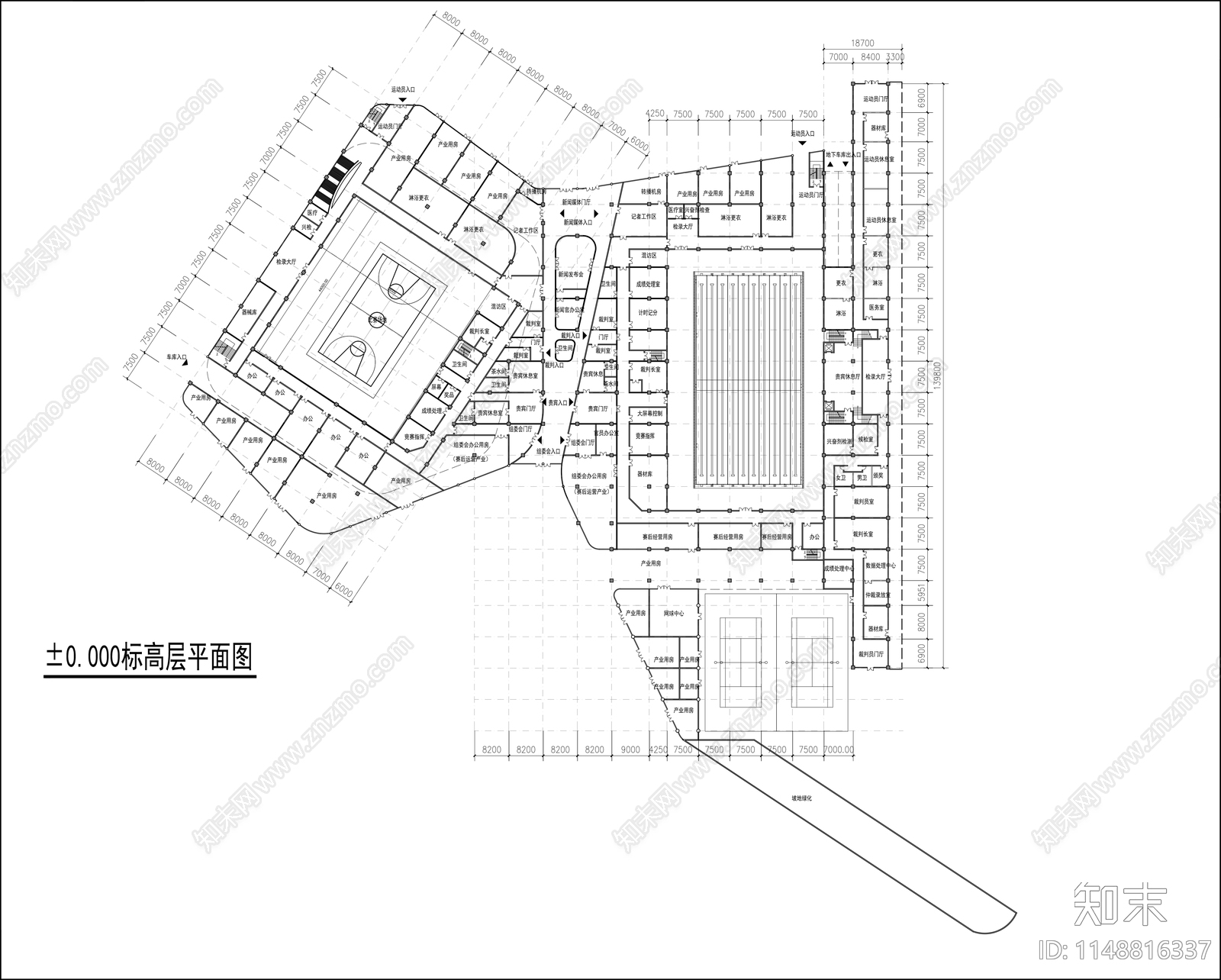 体育馆游泳馆室内cad施工图下载【ID:1148816337】