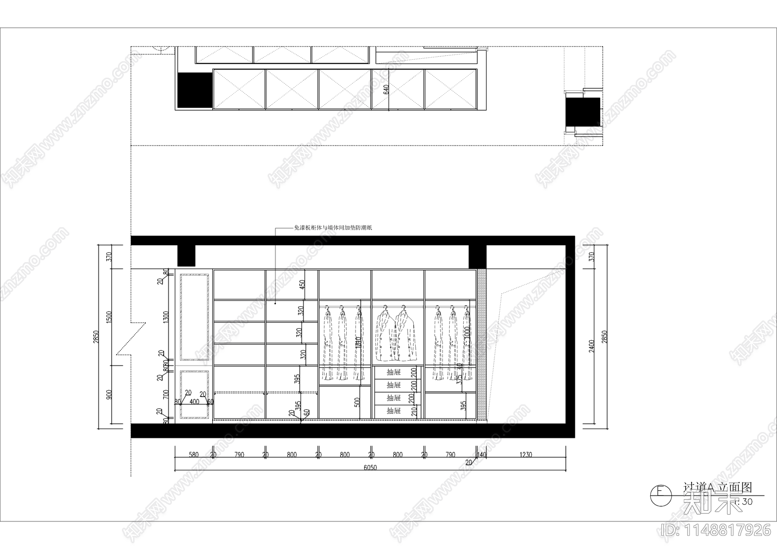 新中式大平层室内cad施工图下载【ID:1148817926】