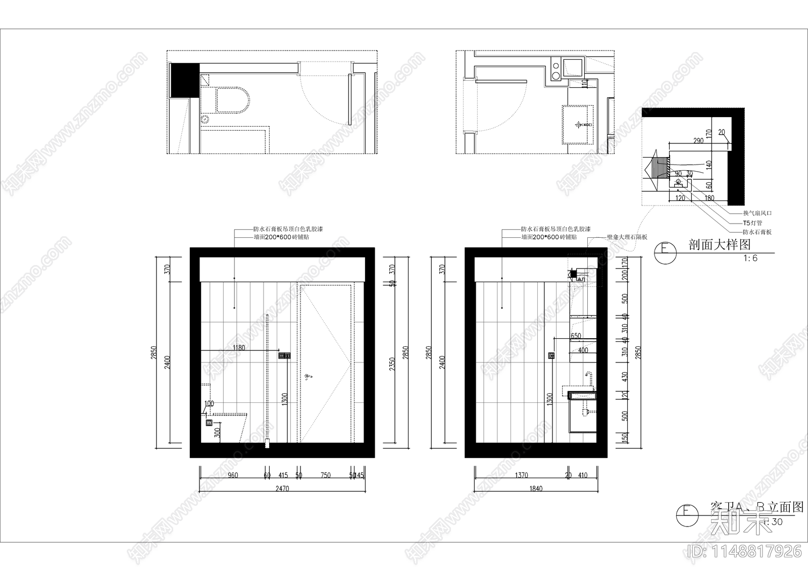 新中式大平层室内cad施工图下载【ID:1148817926】