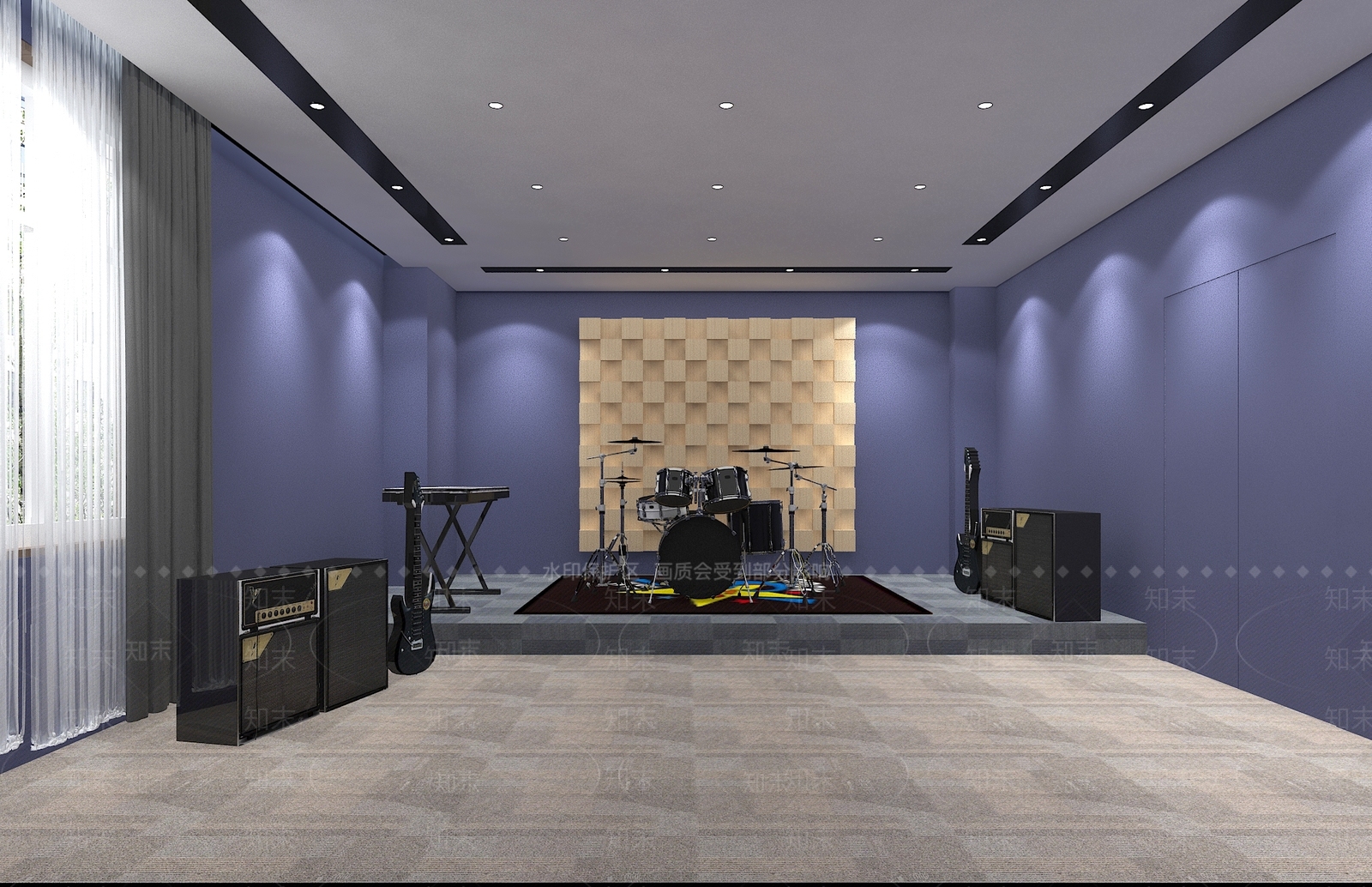 现代乐队排练室3D模型下载【ID:1148836882】