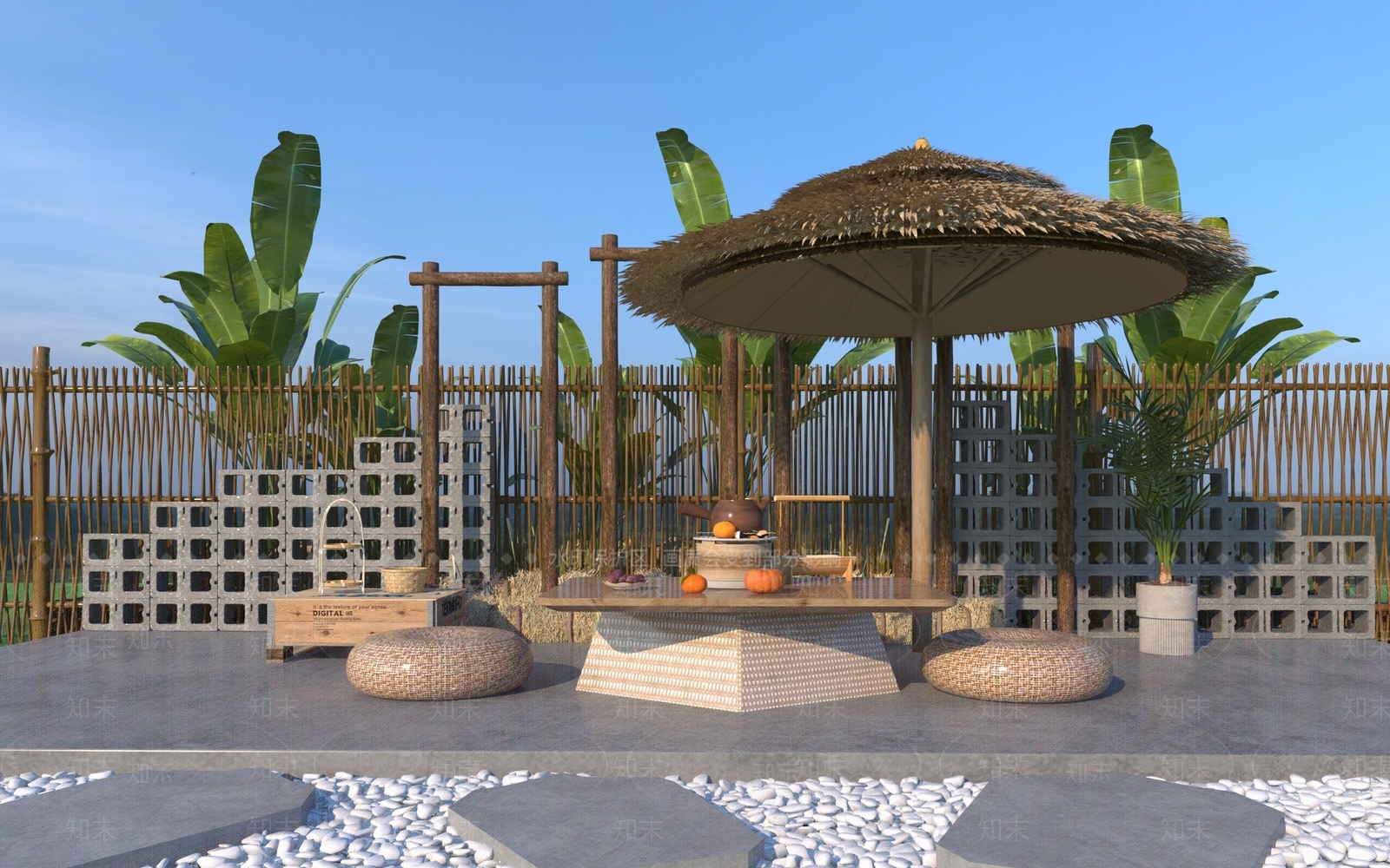 现代露营风户外桌椅组合3D模型下载【ID:1148836067】