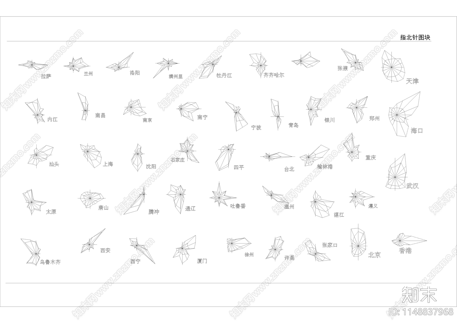 指北针风向标图库施工图下载【ID:1148837968】