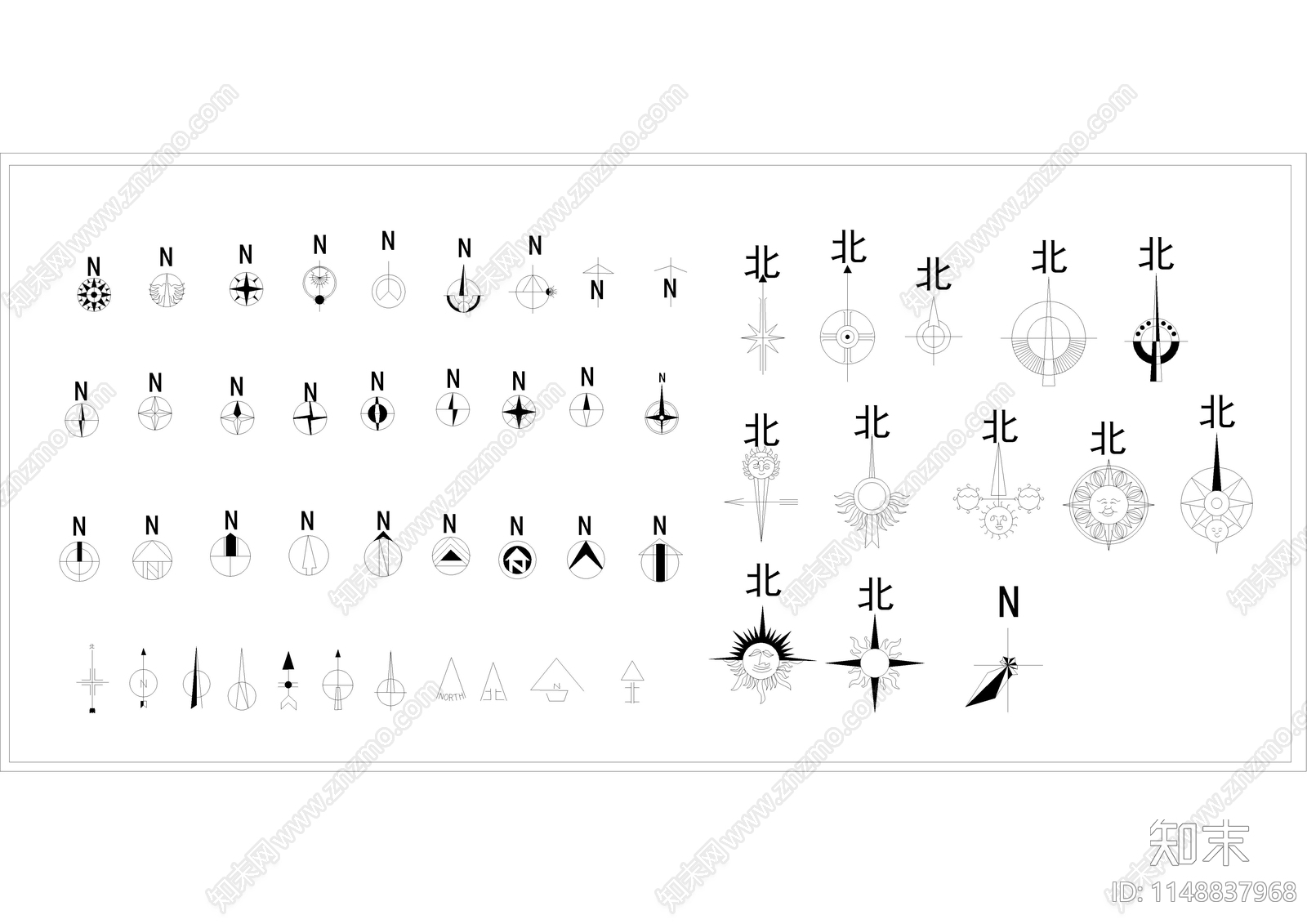 指北针风向标图库施工图下载【ID:1148837968】