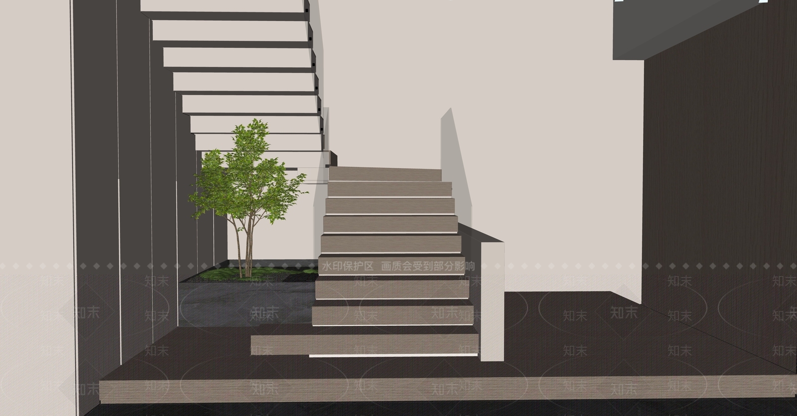 现代楼梯间SU模型下载【ID:1148848071】
