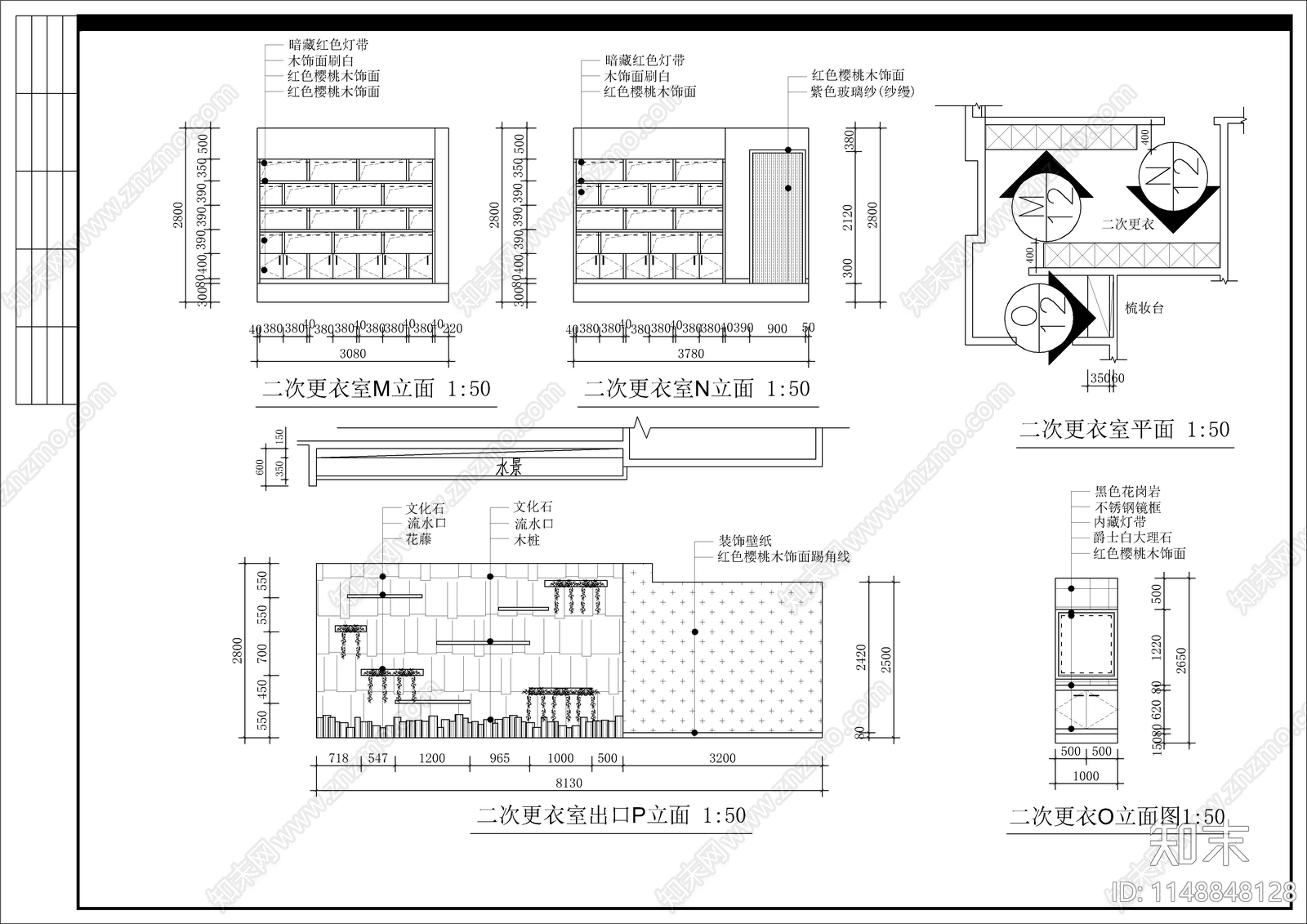 桑拿会所室内cad施工图下载【ID:1148848128】