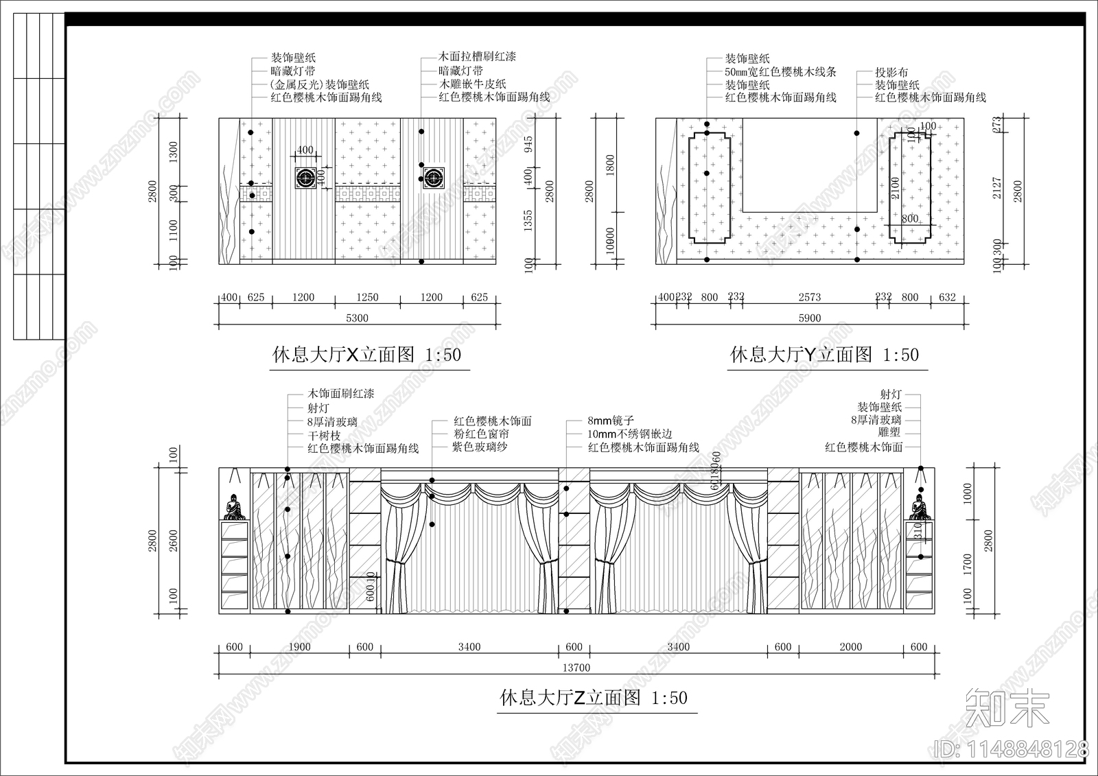 桑拿会所室内cad施工图下载【ID:1148848128】