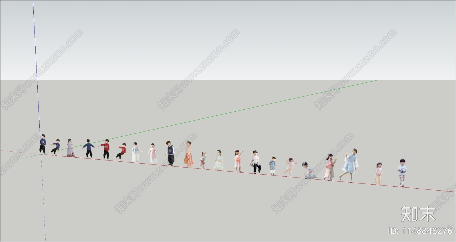 2D古装儿童SU模型下载【ID:1148848276】