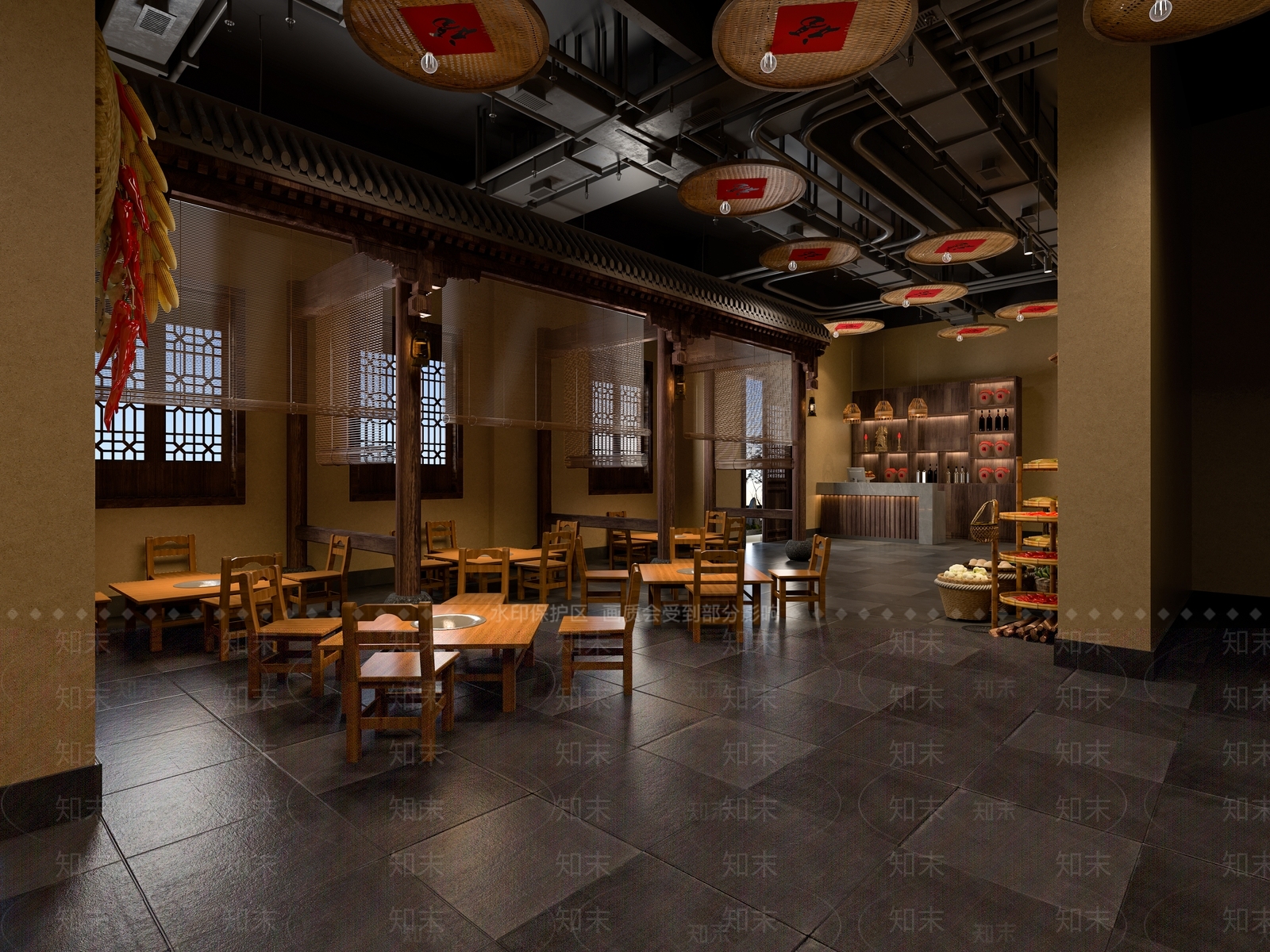 新中式中餐厅3D模型下载【ID:1148849471】