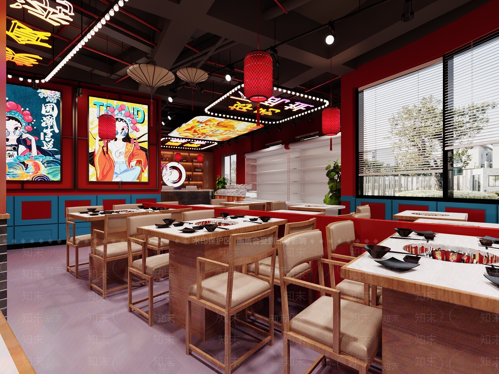 新中式火锅店3D模型下载【ID:1148849159】