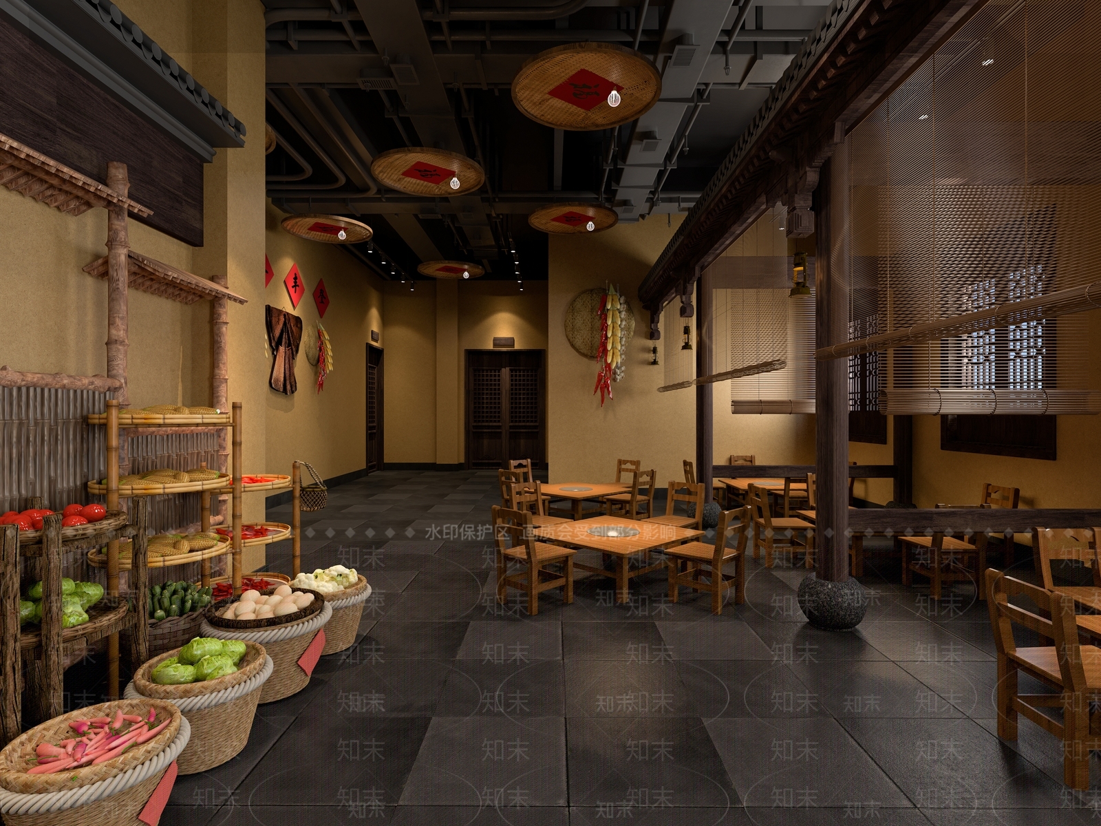新中式中餐厅3D模型下载【ID:1148849471】