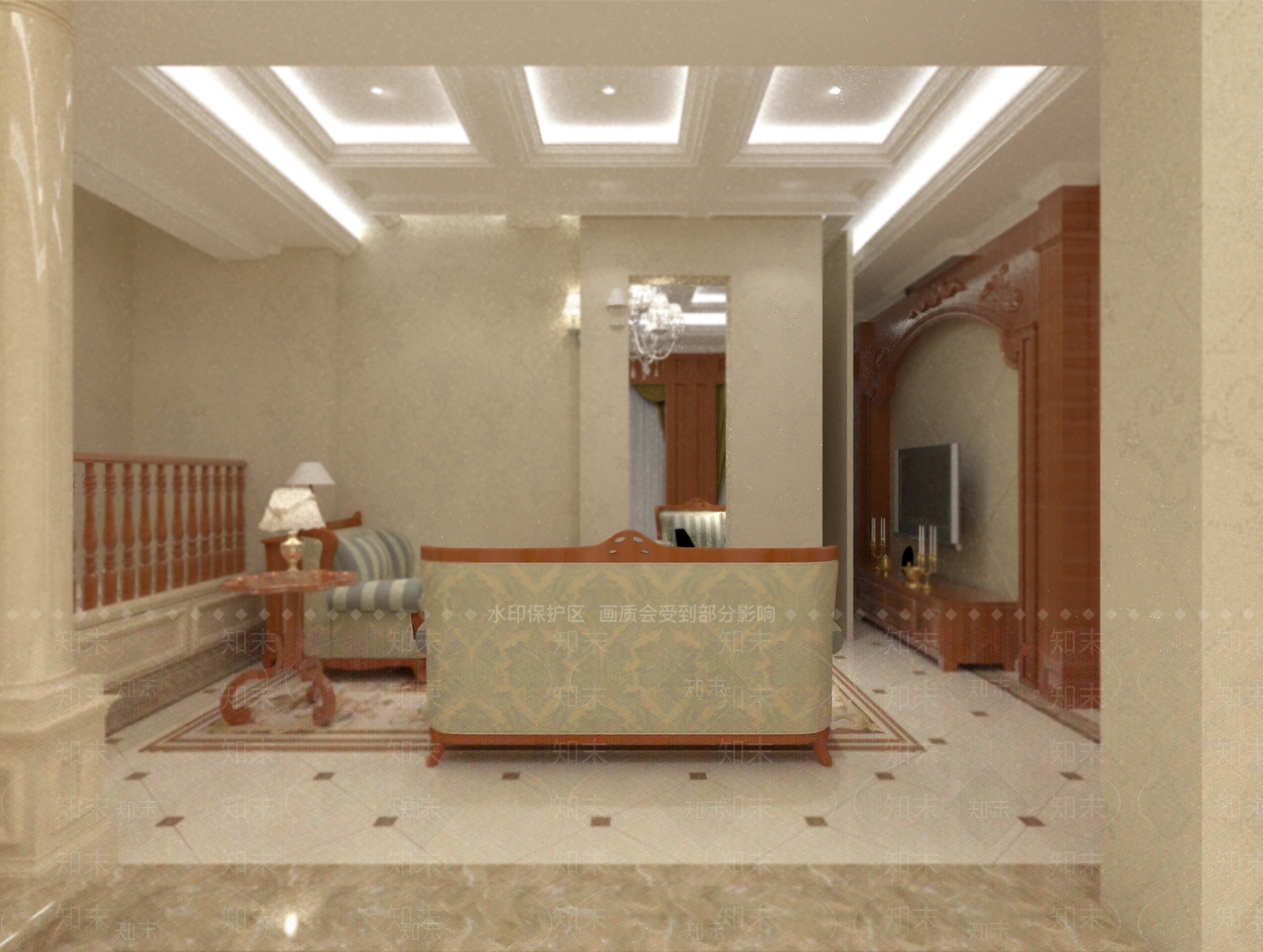 欧式古典别墅效果图3D模型下载【ID:1148859893】