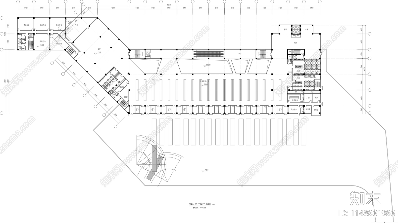 客运站建筑cad施工图下载【ID:1148861986】