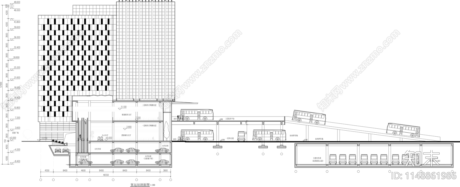 客运站建筑cad施工图下载【ID:1148861986】