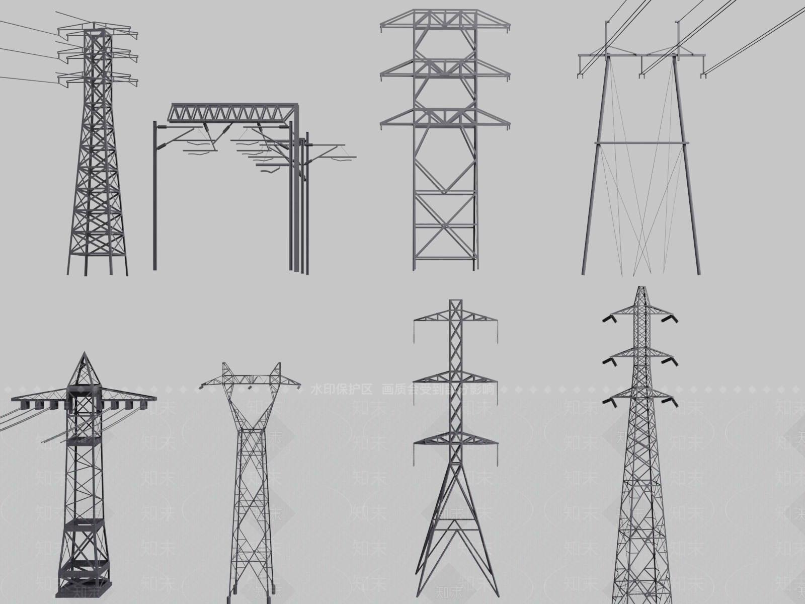 高压塔高压电线杆3D模型下载【ID:1148862141】