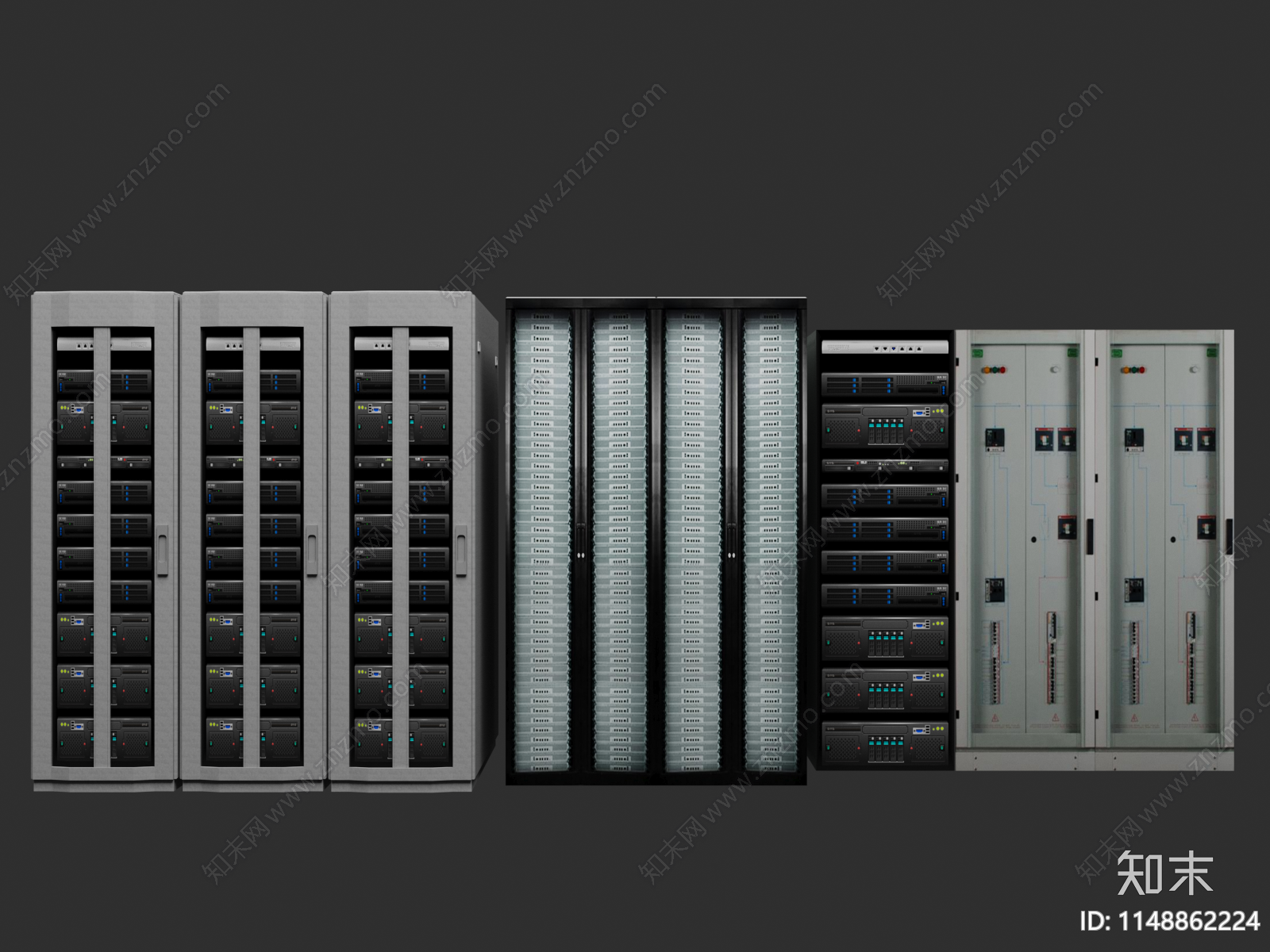 电脑机房机柜3D模型下载【ID:1148862224】