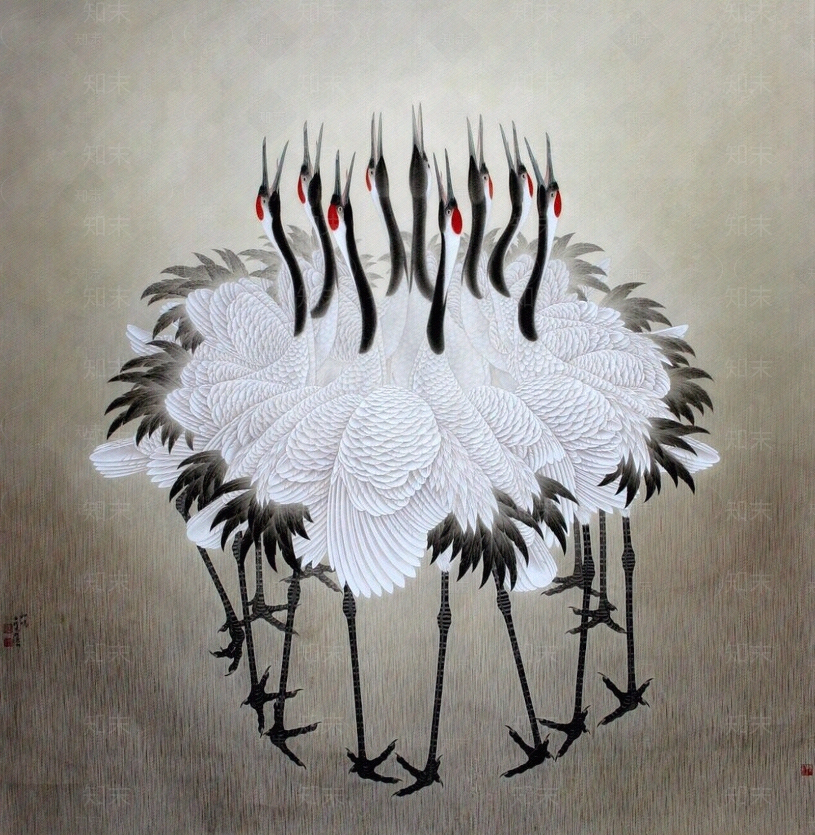 新中式挂画仙鹤艺术挂画贴图下载【ID:1148865151】