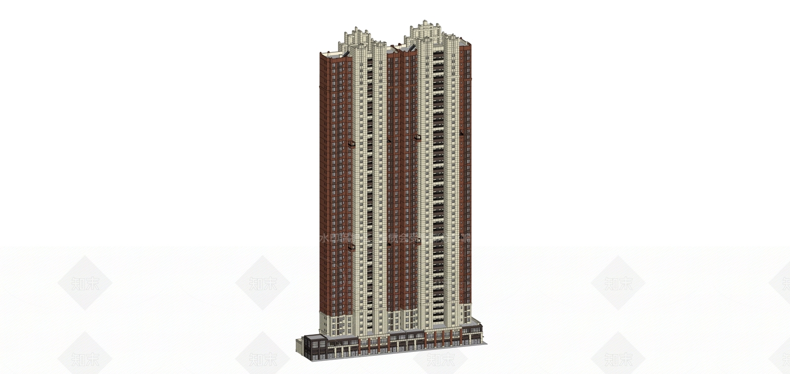 英伦风超高层住宅SU模型下载【ID:1148867255】