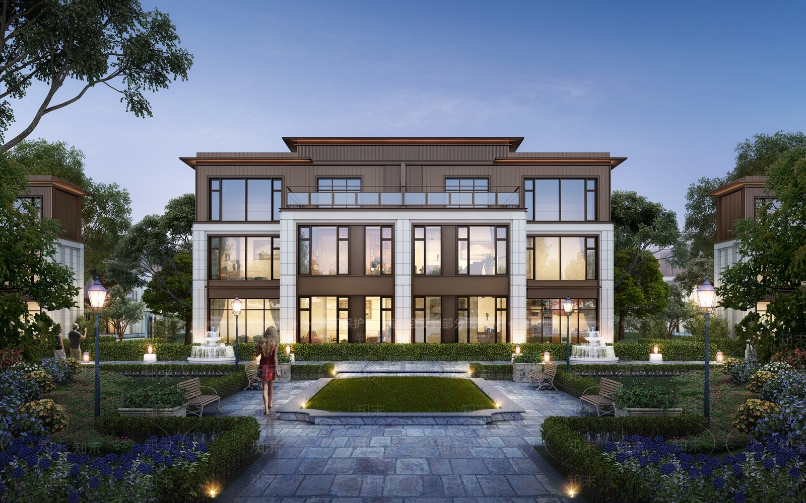 新中式双拼别墅SU模型下载【ID:1148870195】