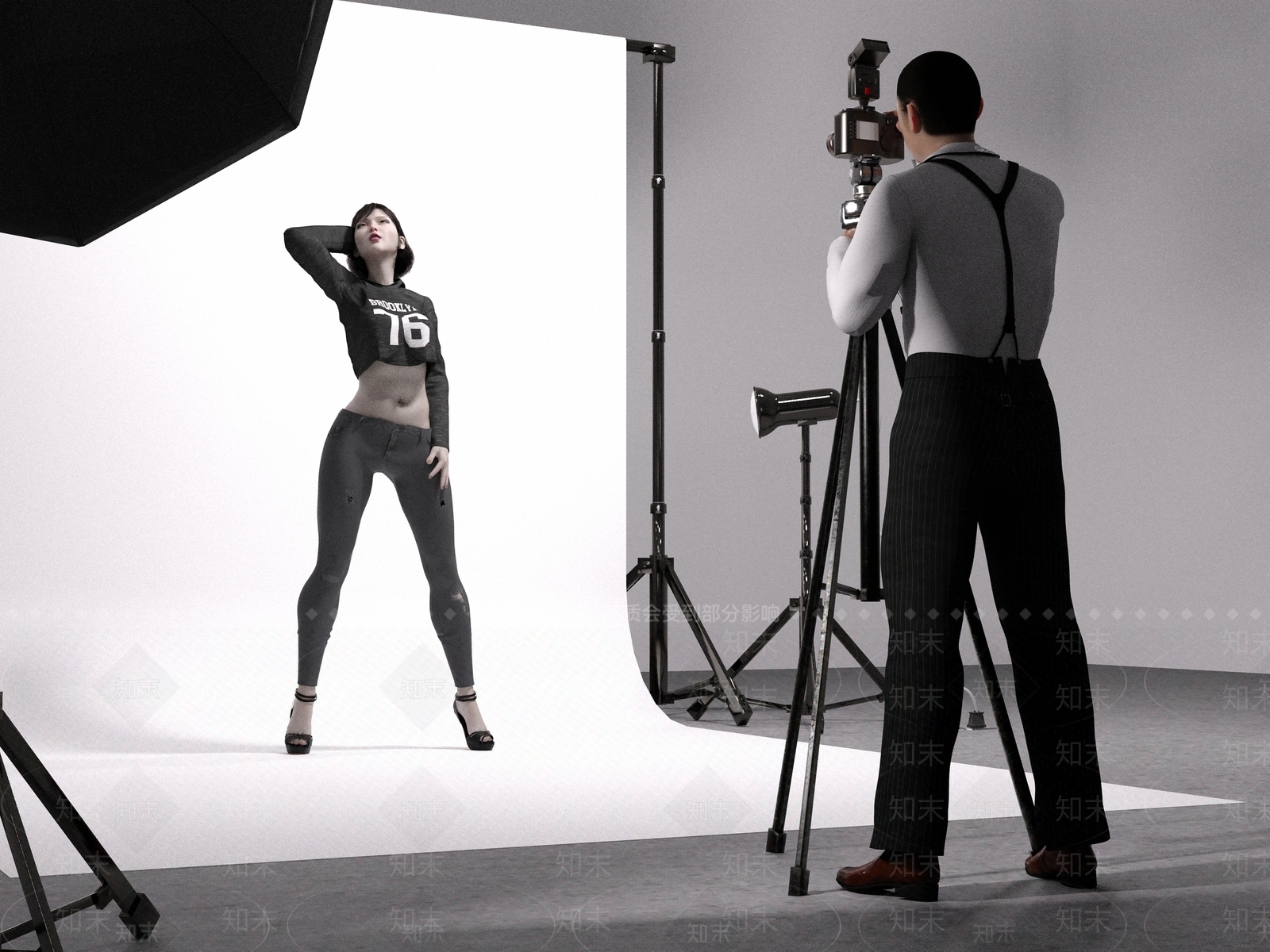 摄影工作室及人物SU模型下载【ID:1148875146】