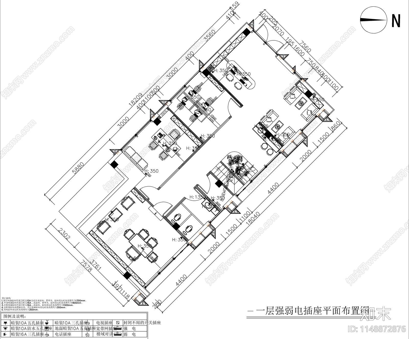 婚恋会所室内cad施工图下载【ID:1148872876】