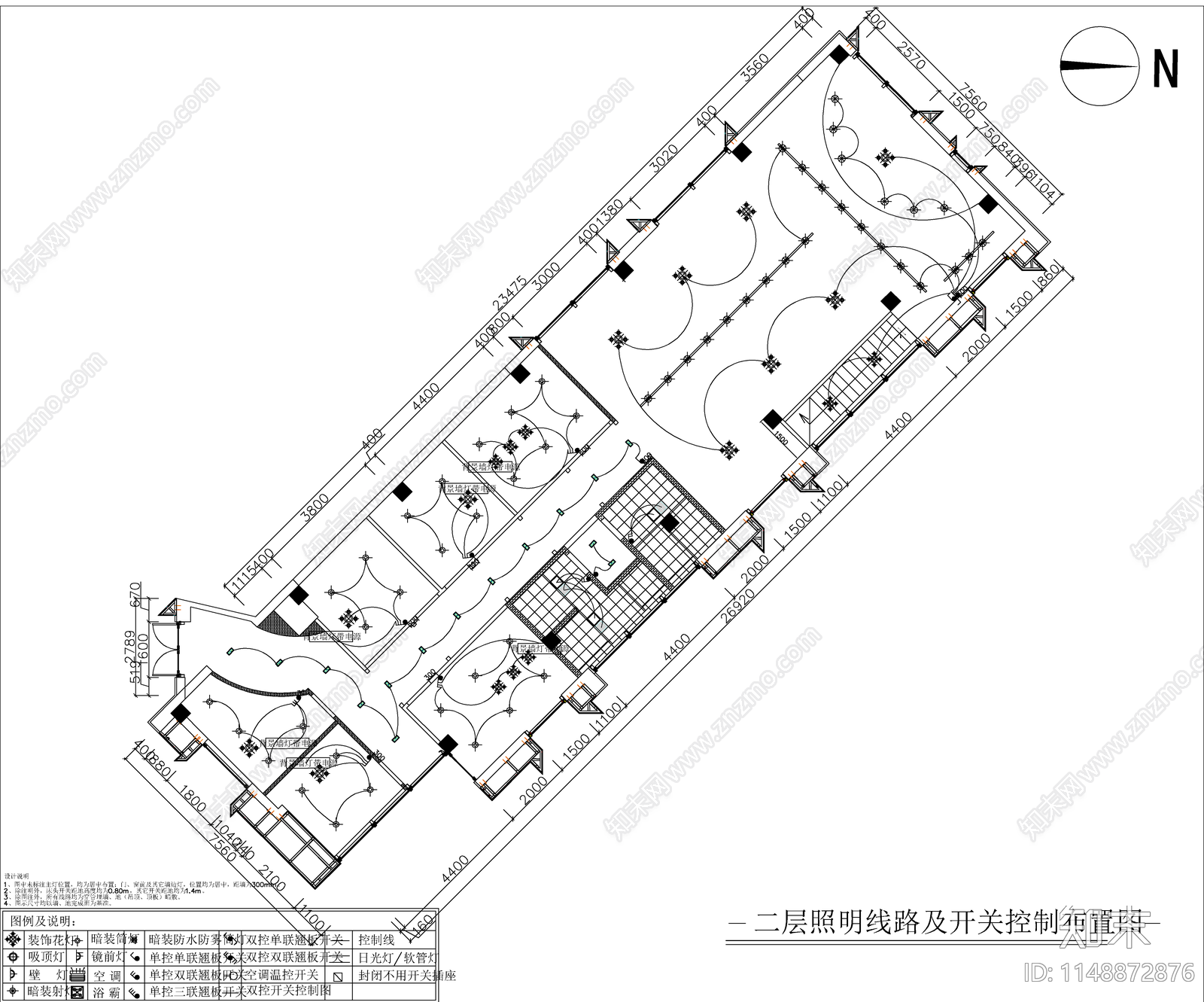 婚恋会所室内cad施工图下载【ID:1148872876】