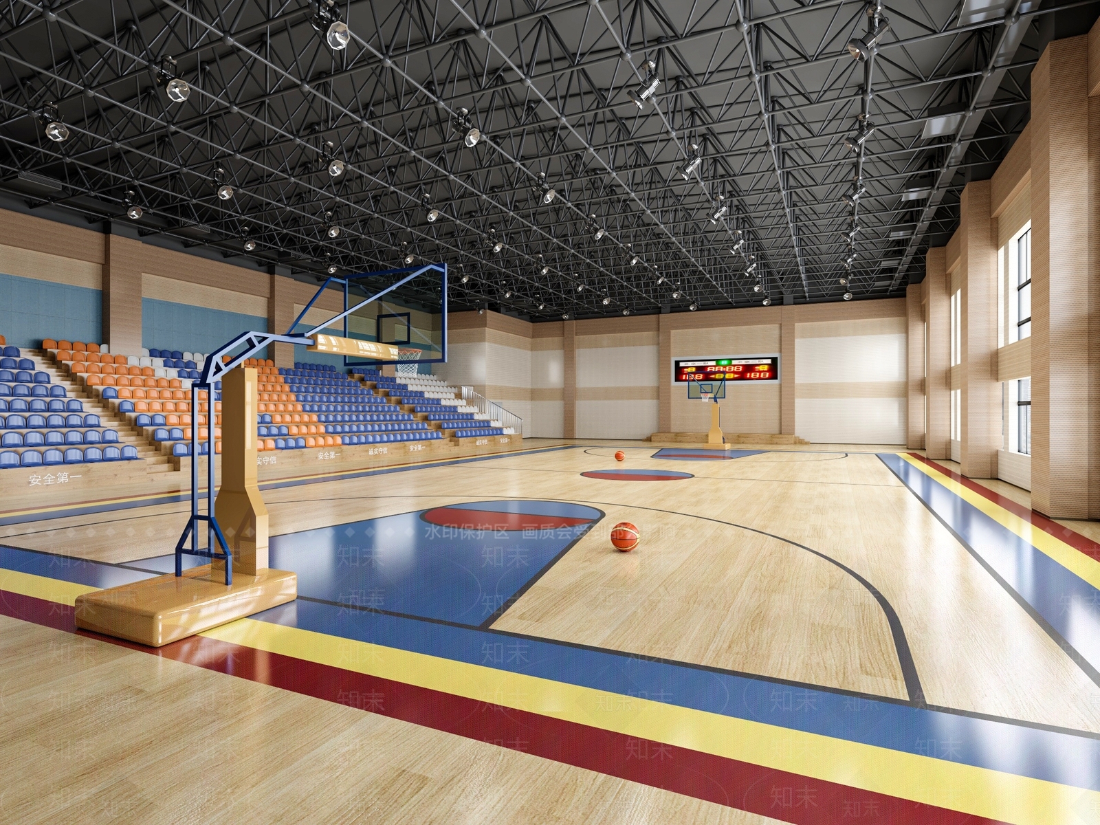 现代篮球馆3D模型下载【ID:1148877313】