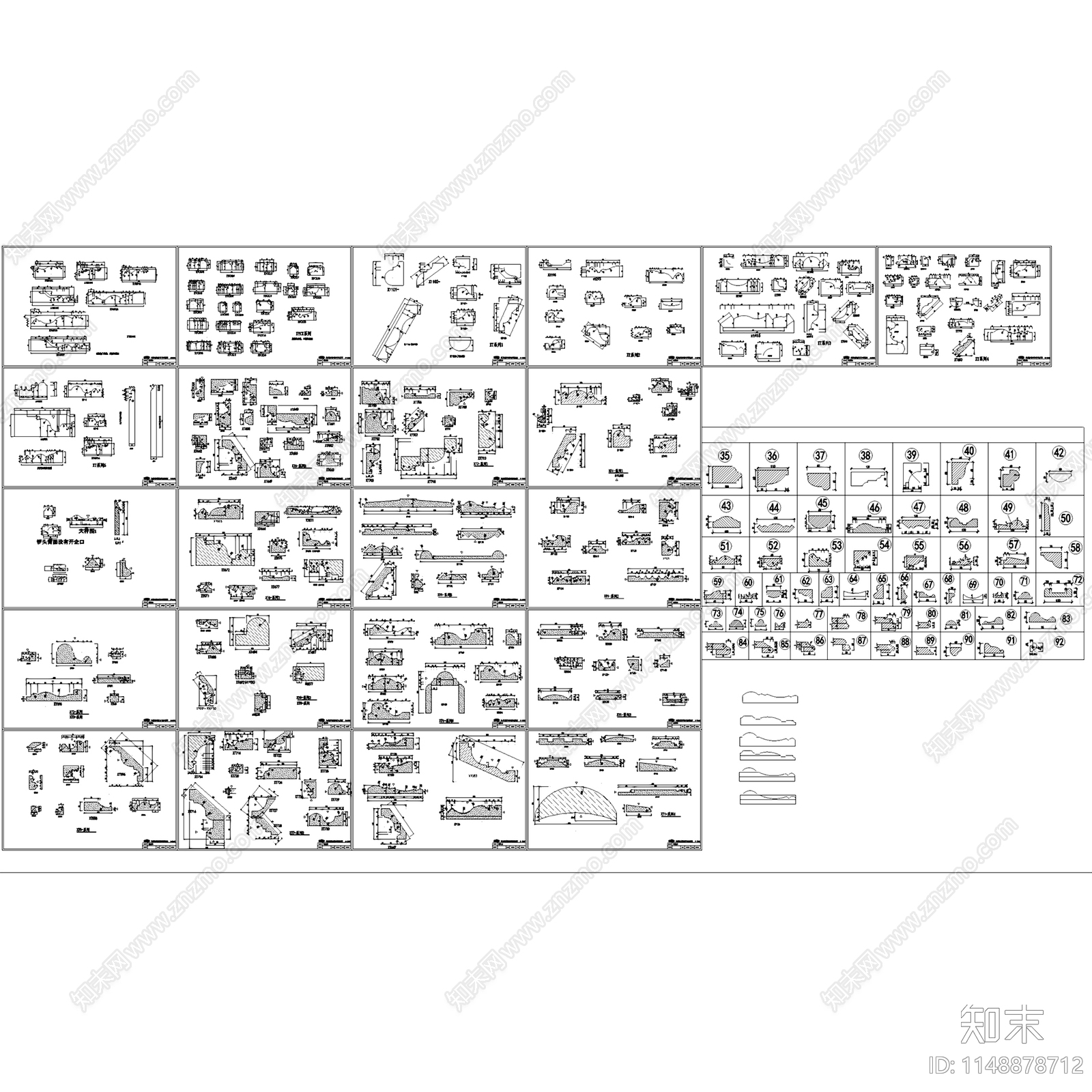 常用大理石石材标准线条图集图块图库施工图下载【ID:1148878712】