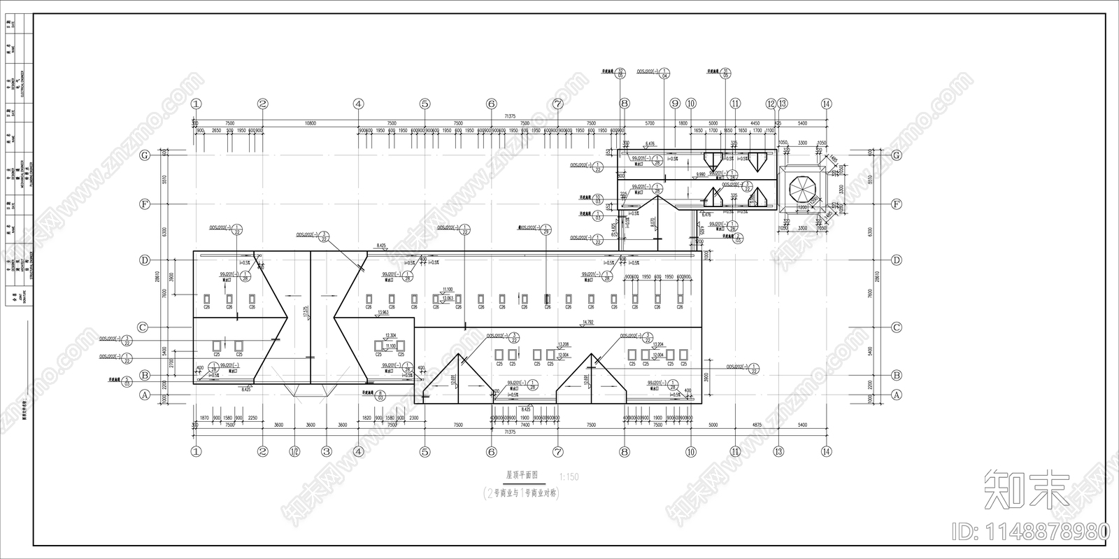 英式风格商业街建筑cad施工图下载【ID:1148878980】