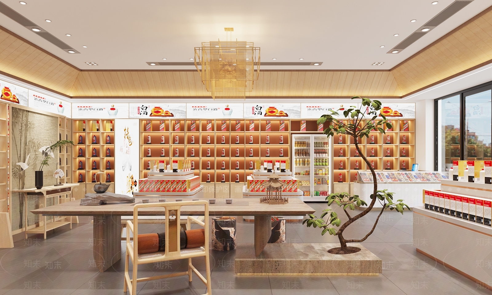新中式烟酒店3D模型下载【ID:1148879163】