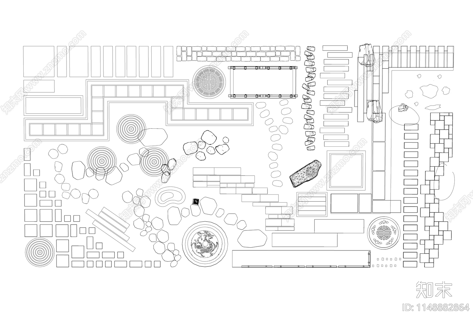 景观小品图库cad施工图下载【ID:1148882864】