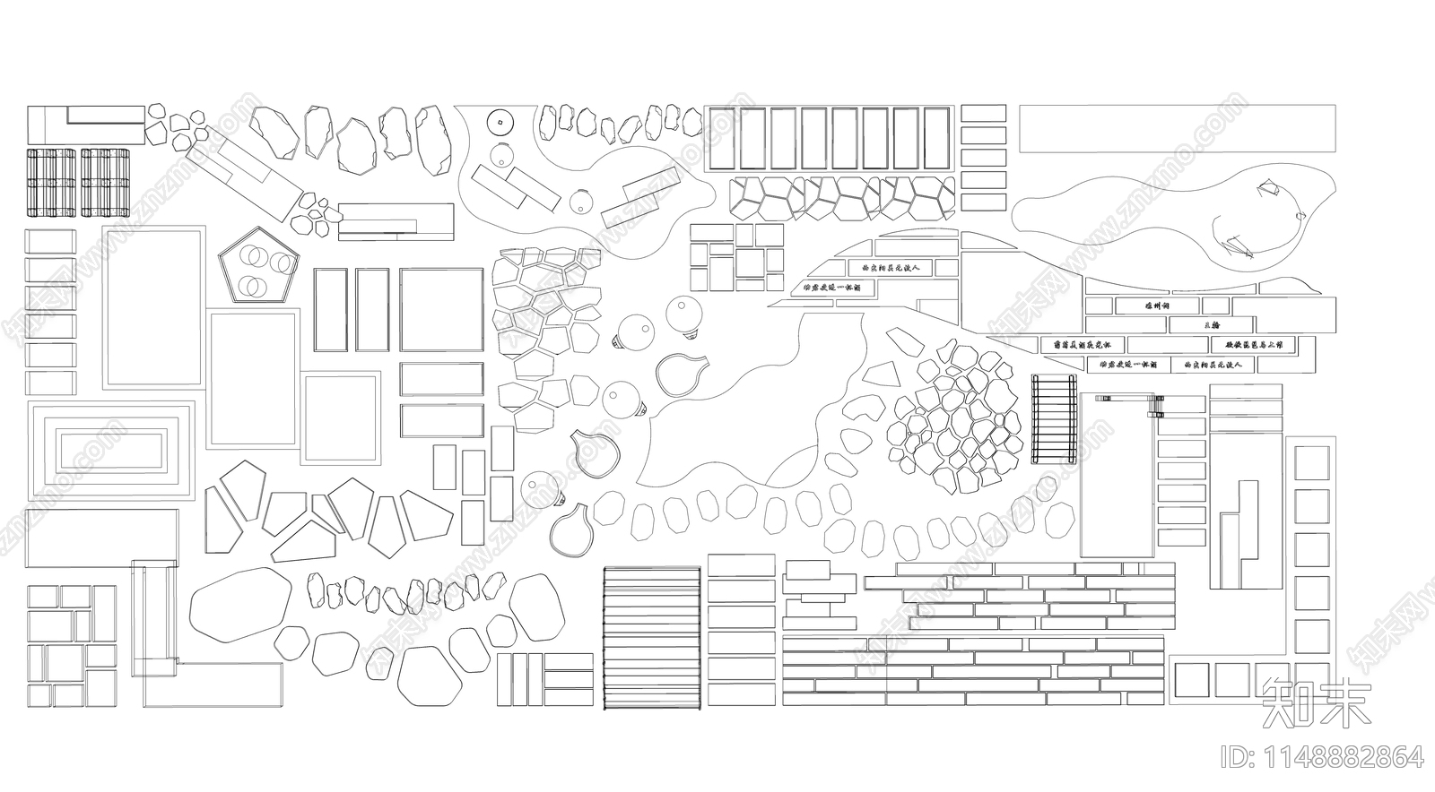 景观小品图库cad施工图下载【ID:1148882864】