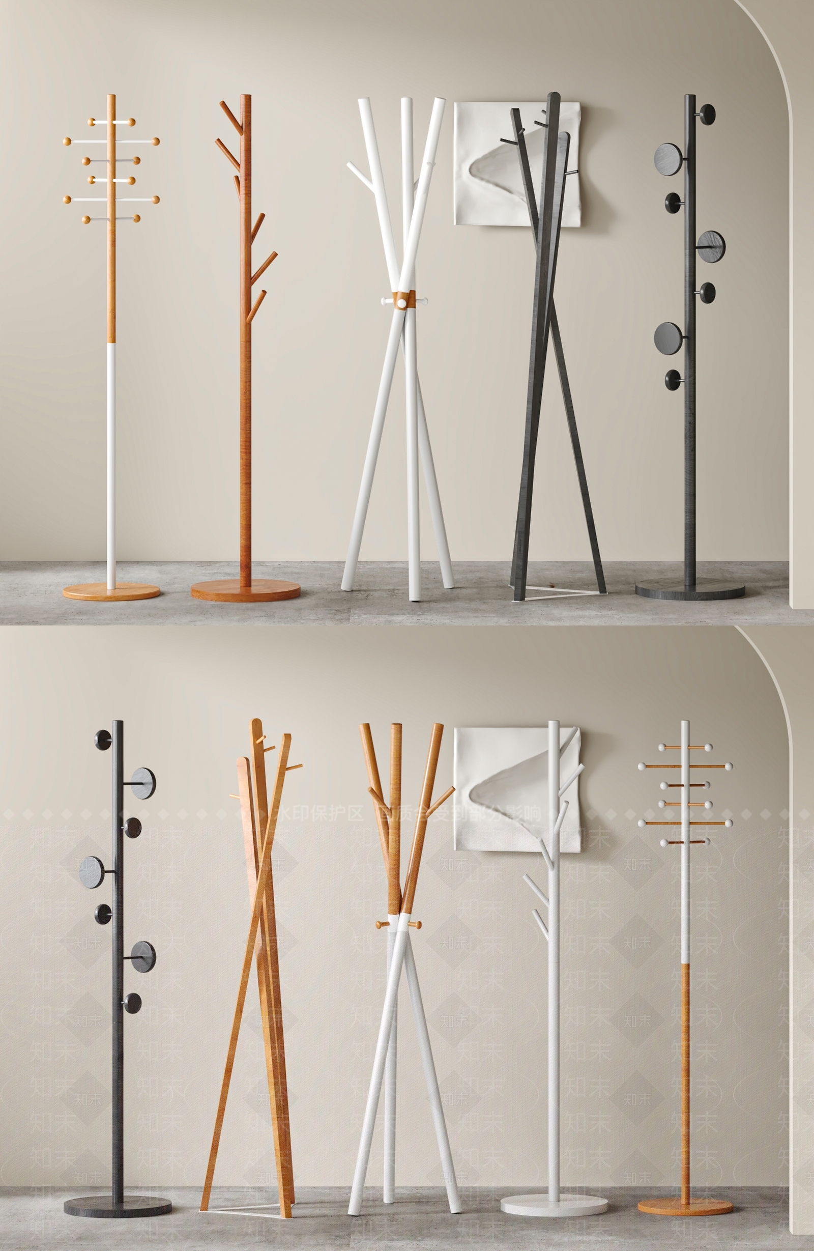 现代衣架组合3D模型下载【ID:1148883219】