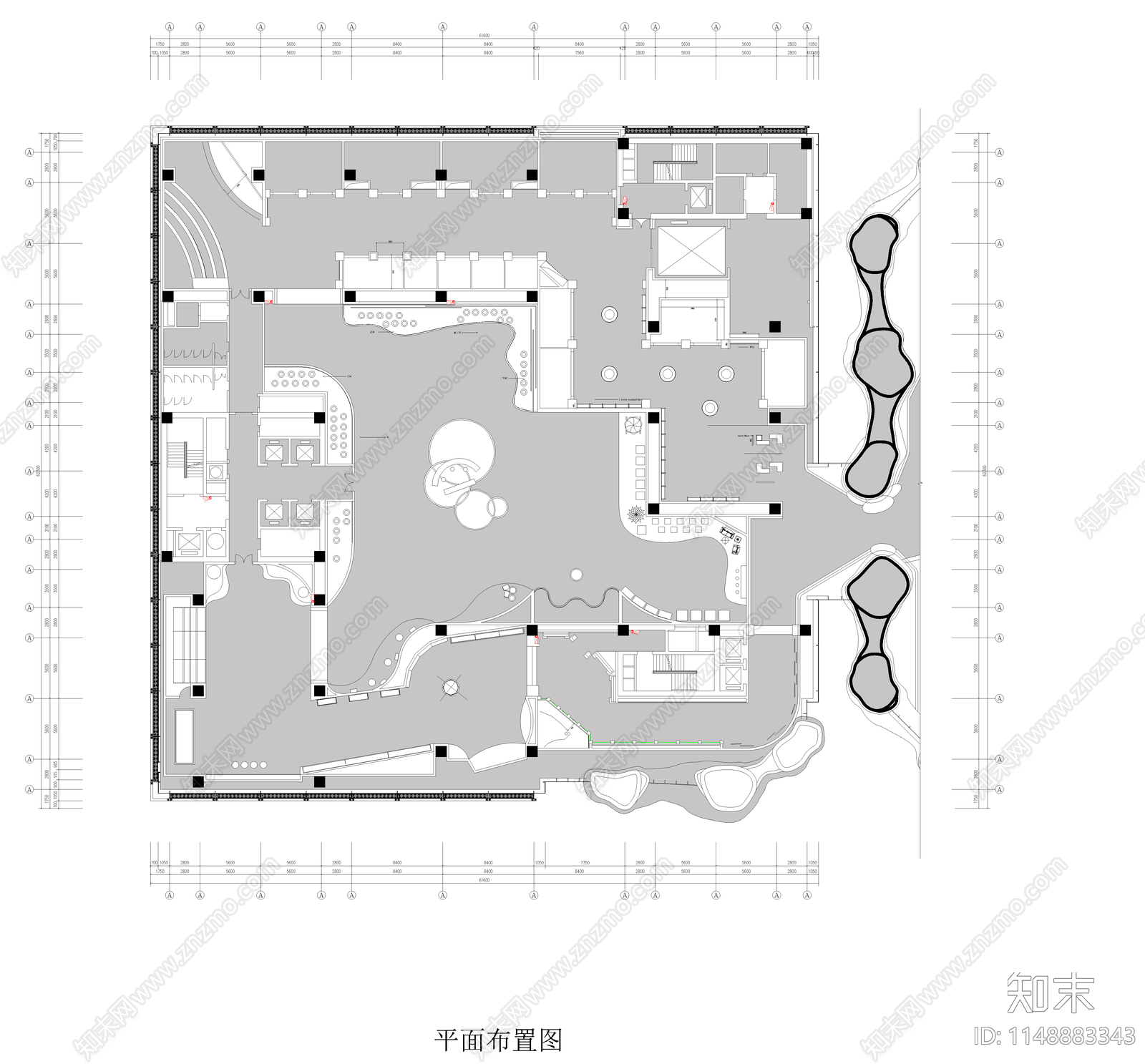 展厅室内cad施工图下载【ID:1148883343】