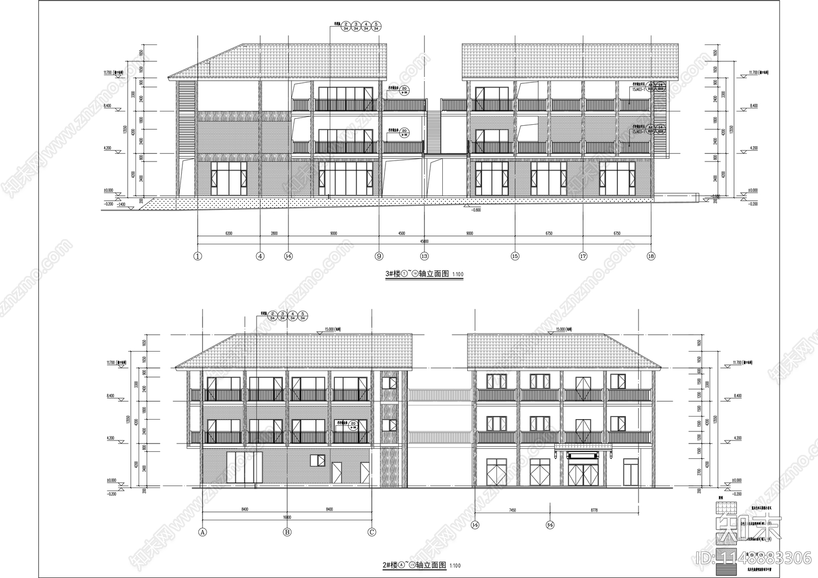 办公楼建筑工程cad施工图下载【ID:1148883306】