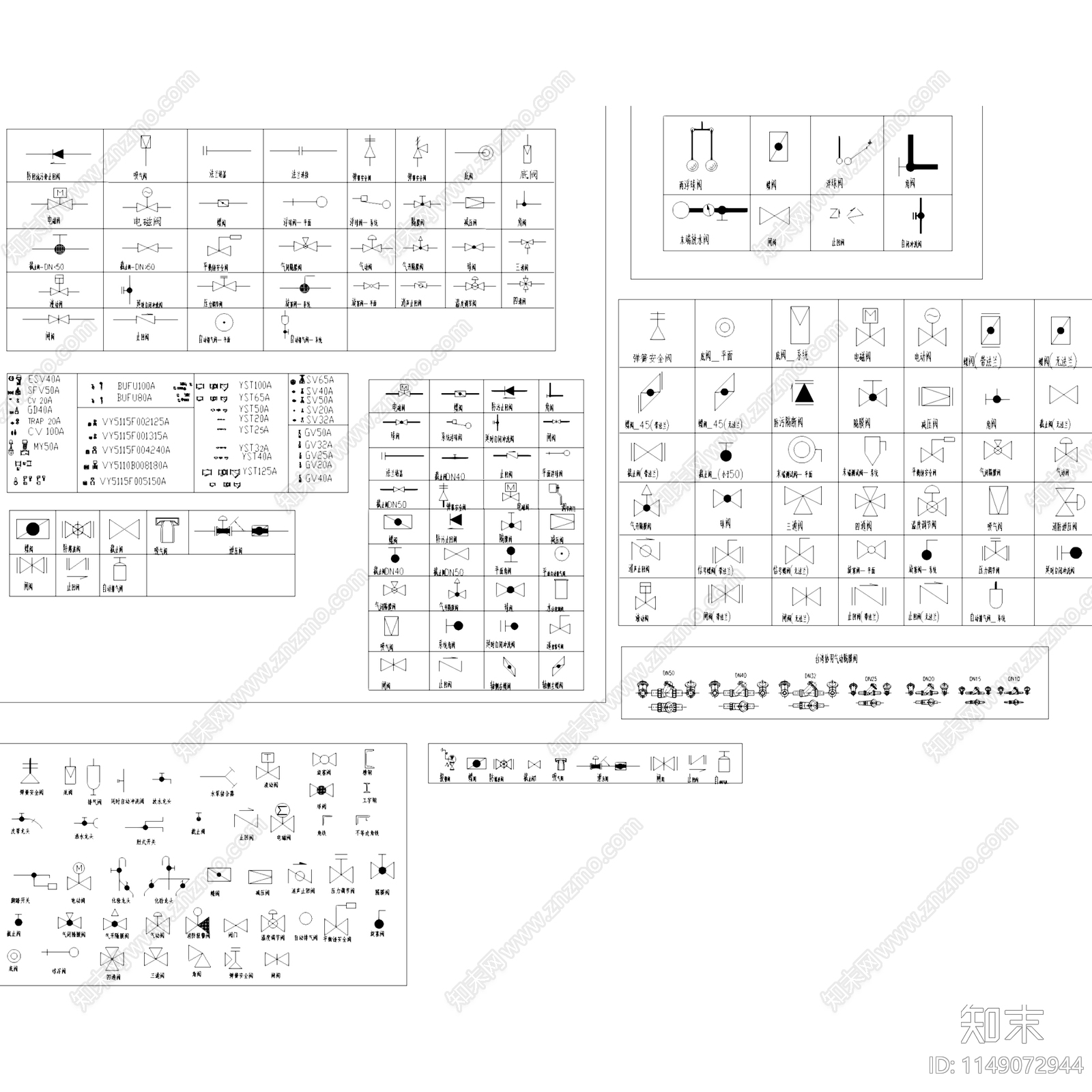 给排水水处理设备阀门水泵洁具图库cad施工图下载【ID:1149072944】