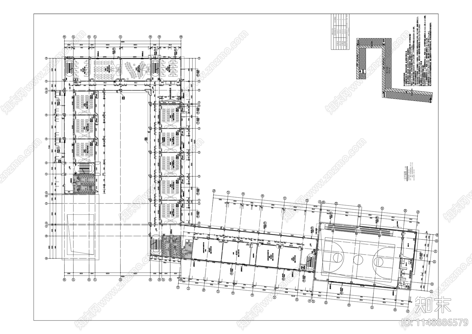 悦来第二小学建筑cad施工图下载【ID:1148886579】