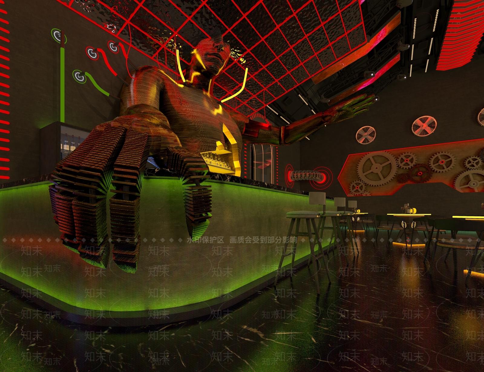 工业风酒吧吧台3D模型下载【ID:1148887916】