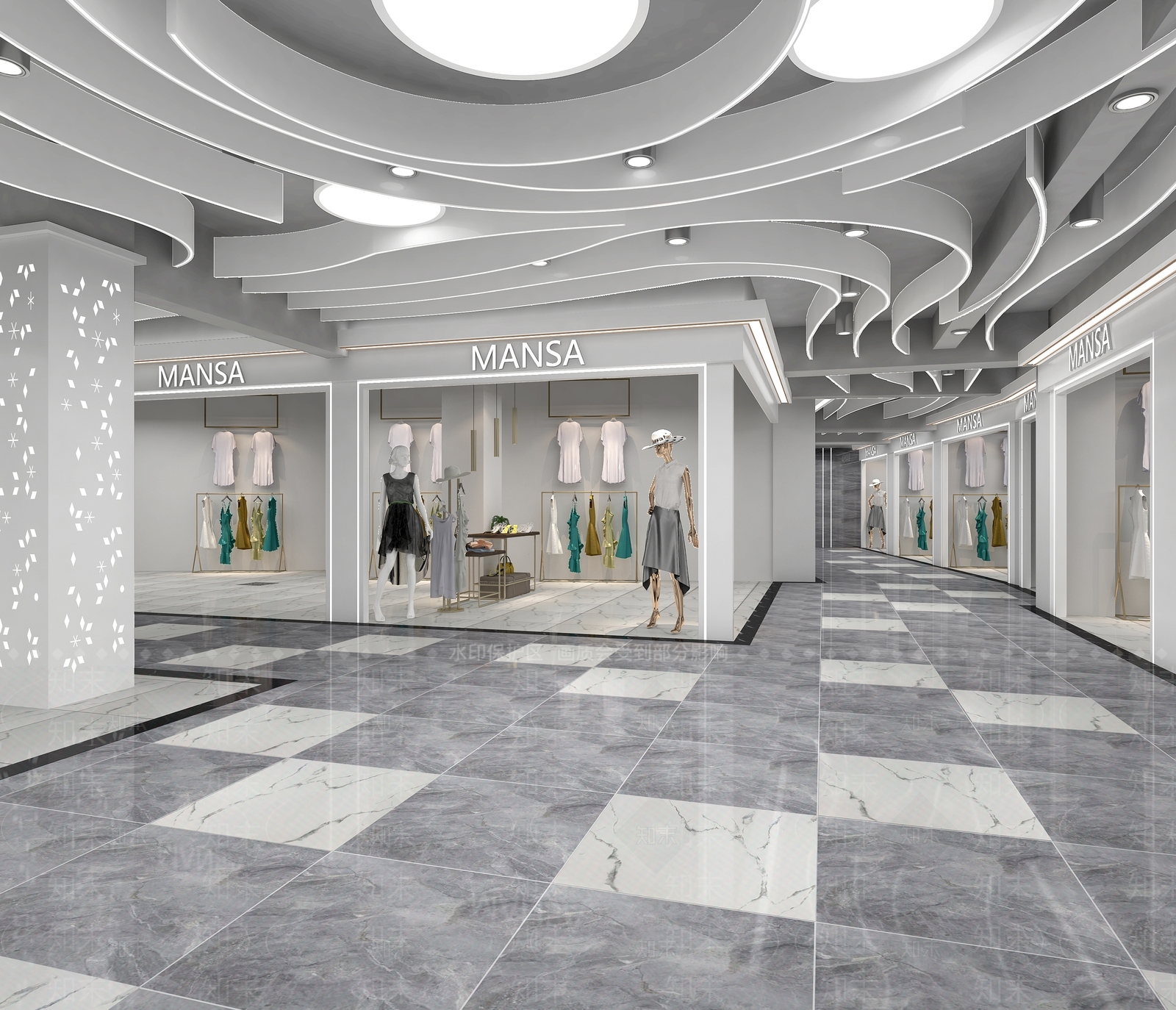现代服装鞋店3D模型下载【ID:1148890243】