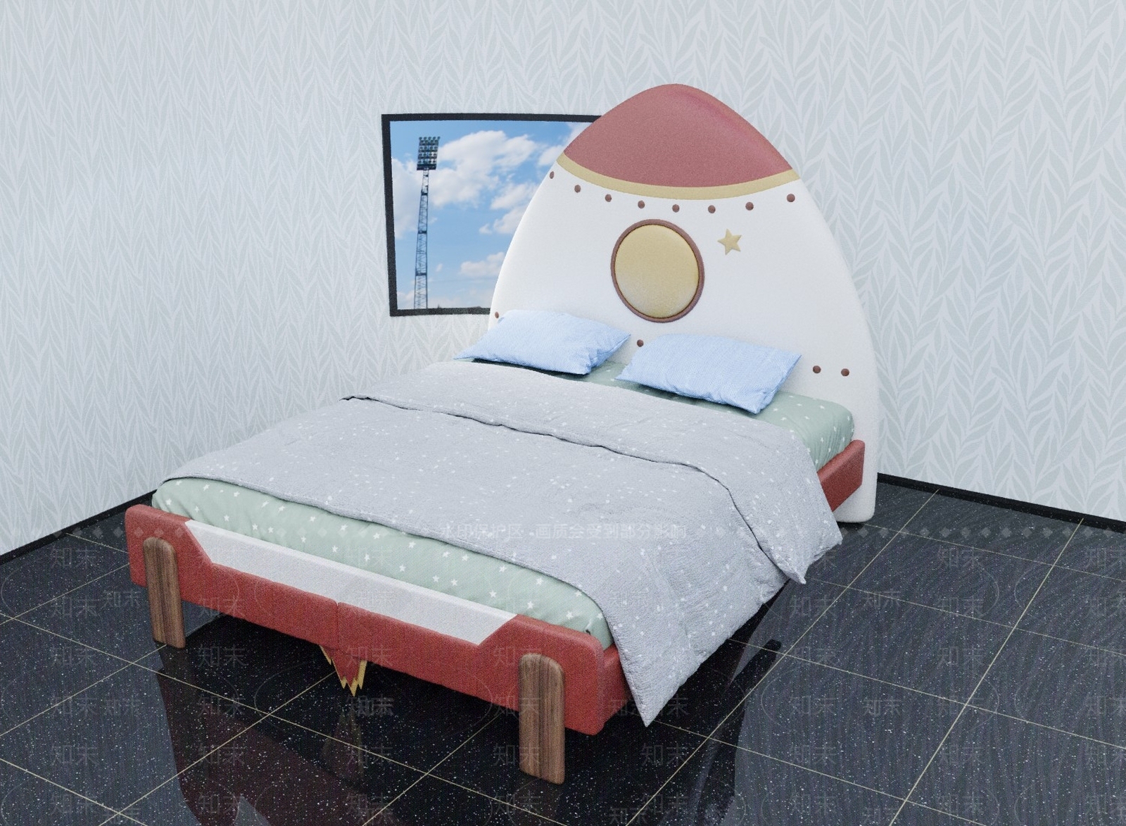 北欧儿童床3D模型下载【ID:1148893036】