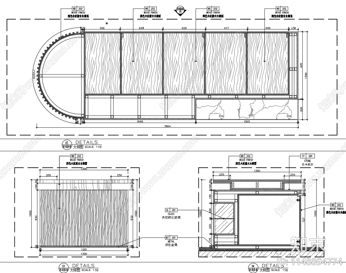 东莞万科棠樾B户型室内cad施工图下载【ID:1148894774】