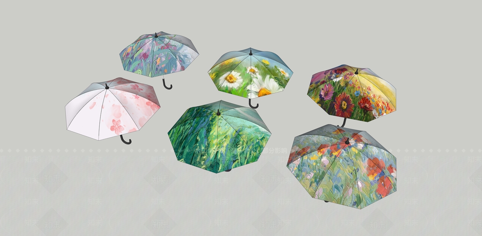现代雨伞SU模型下载【ID:1148896769】
