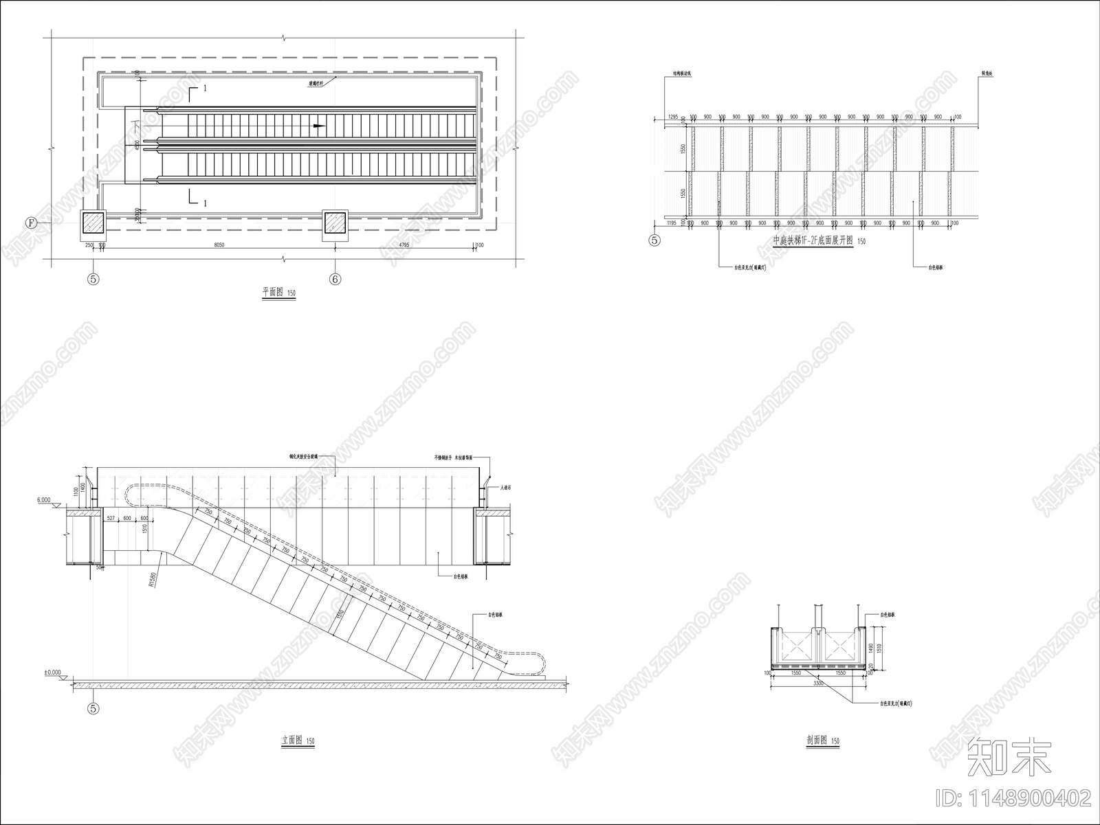 商场自动扶梯详图cad施工图下载【ID:1148900402】