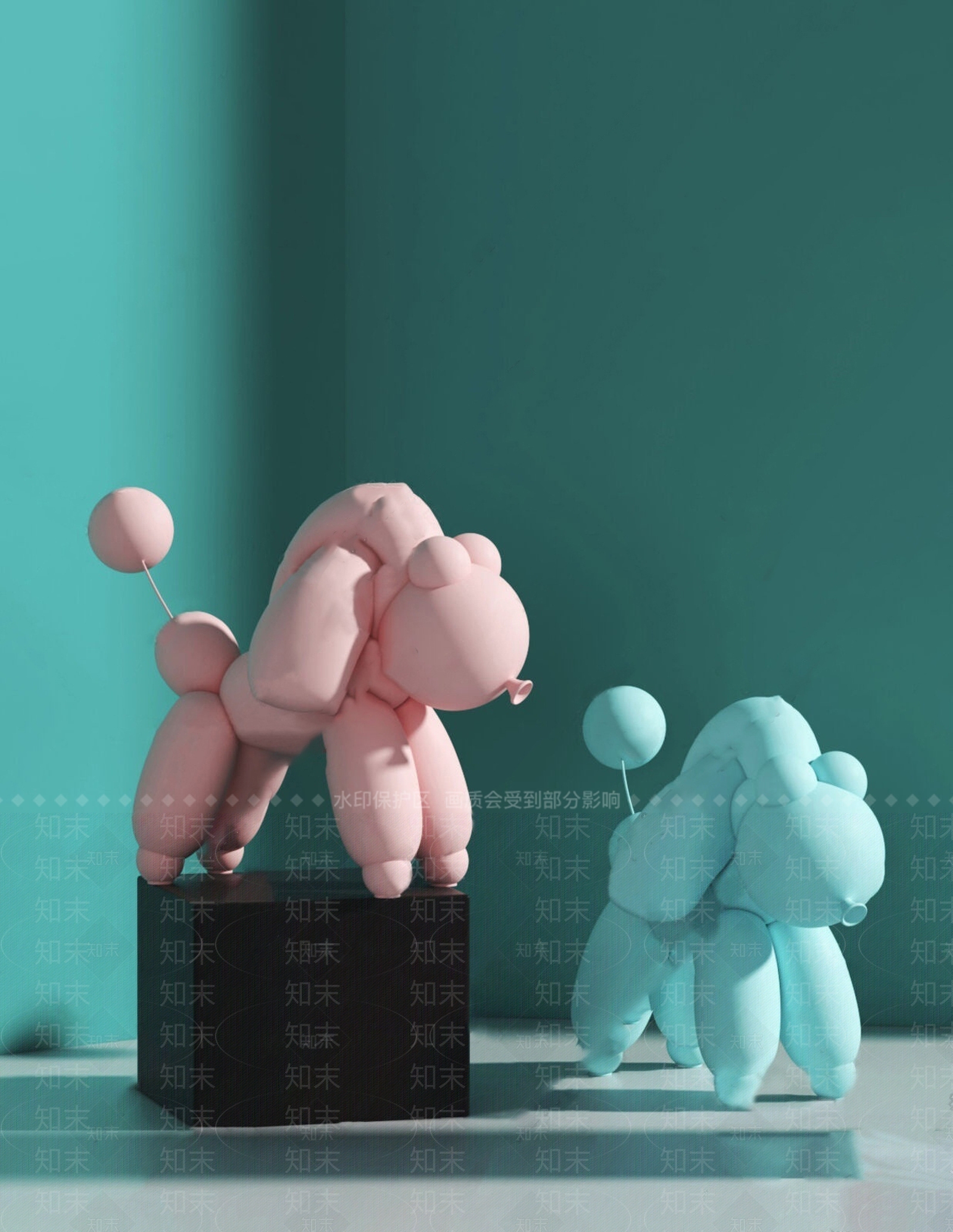 现代小狗雕塑3D模型下载【ID:1148902745】