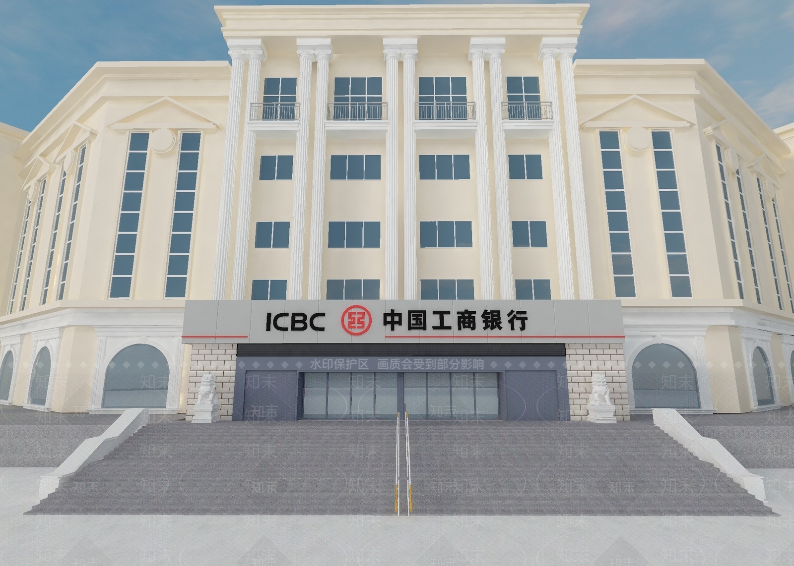 简欧工商银行门头3D模型下载【ID:1148905901】