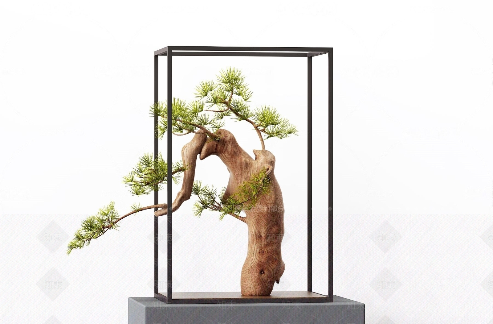 新中式迎客松盆景3D模型下载【ID:1148906429】