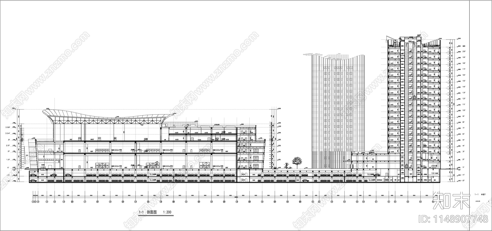 会议中心建筑图施工图下载【ID:1148907748】