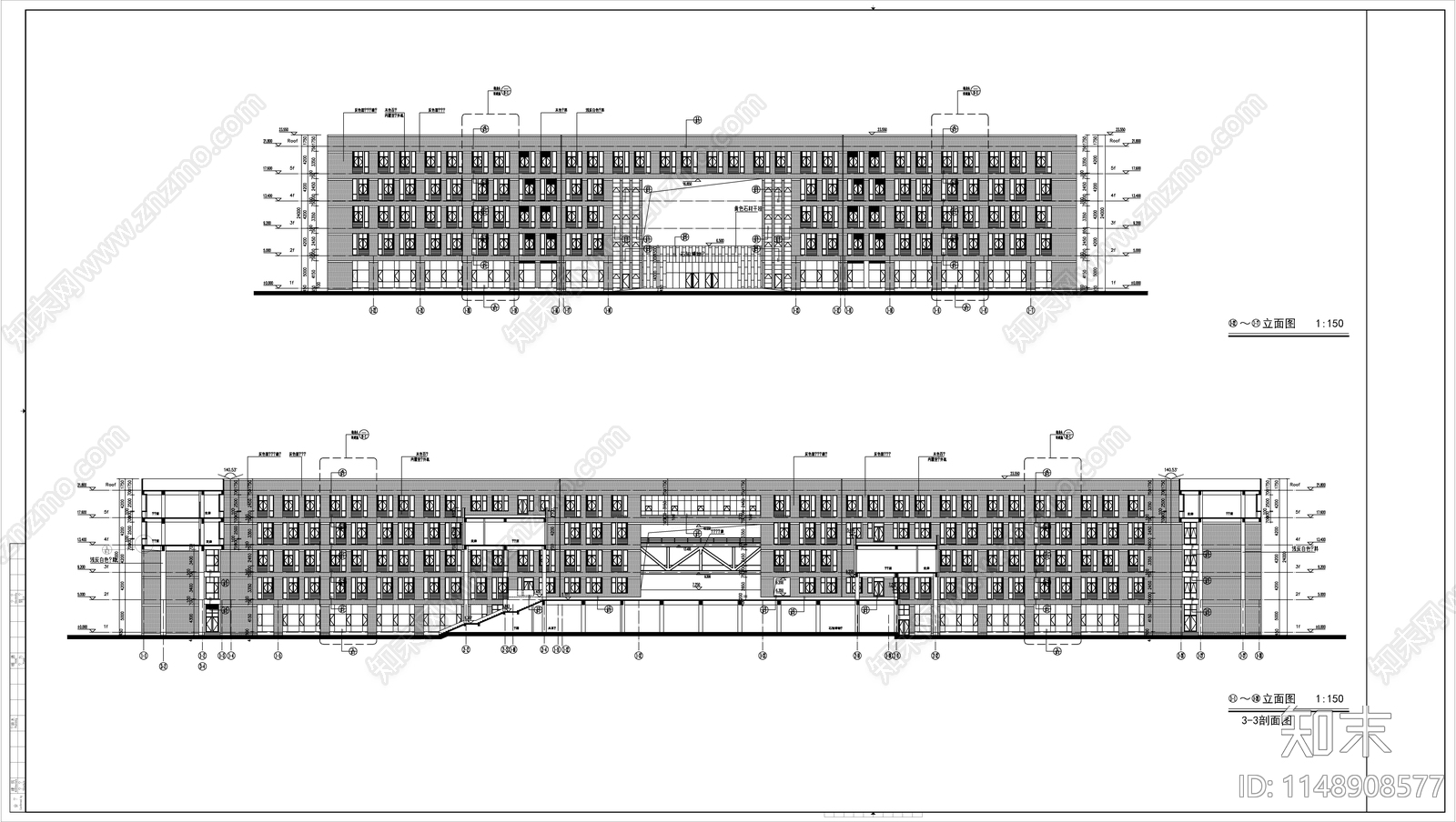 大型园区办公综合楼建筑施工图下载【ID:1148908577】