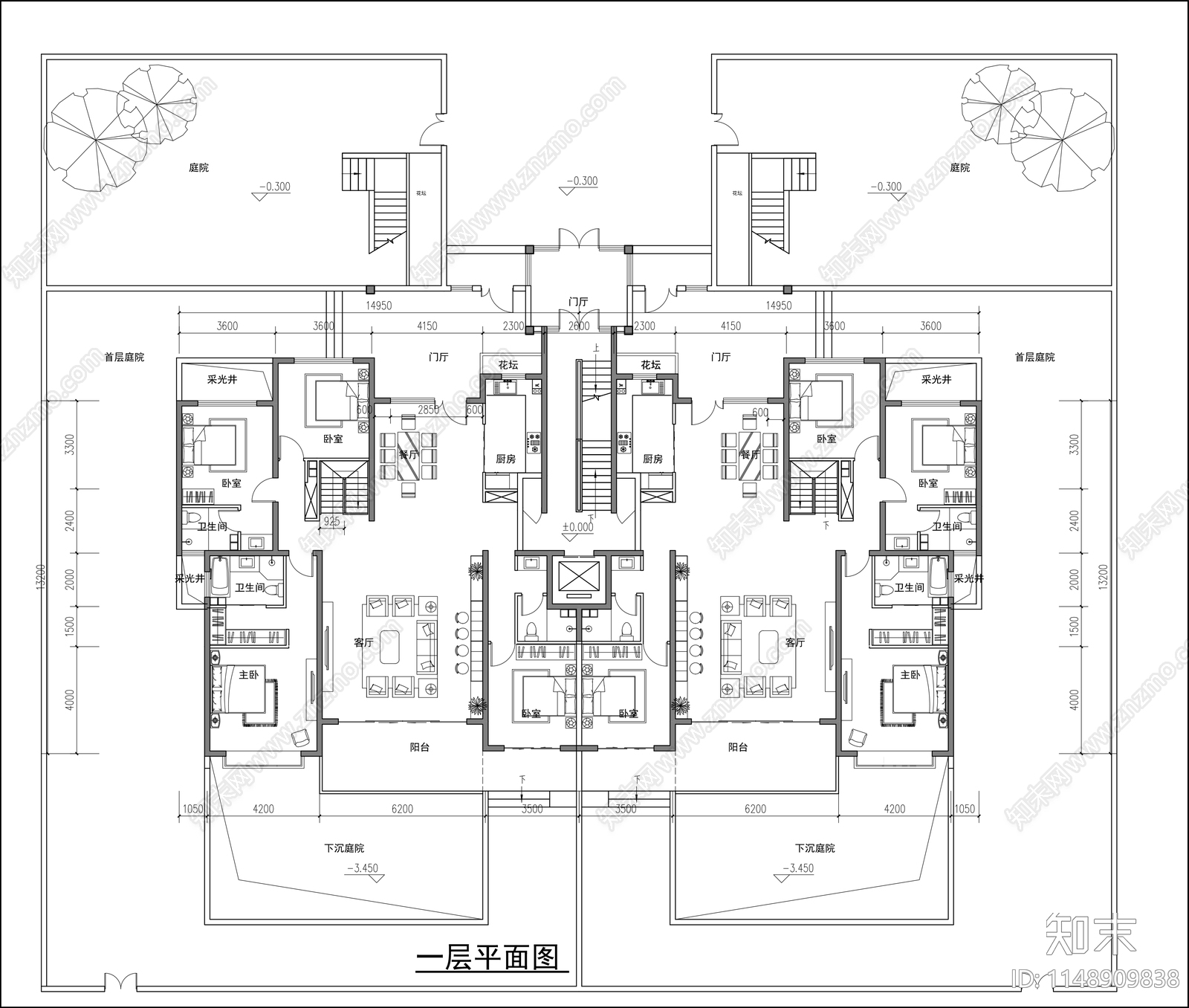 洋房建筑平面图施工图下载【ID:1148909838】