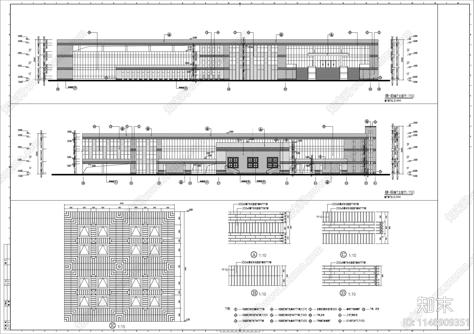 现代风格图书馆建筑cad施工图下载【ID:1148909351】